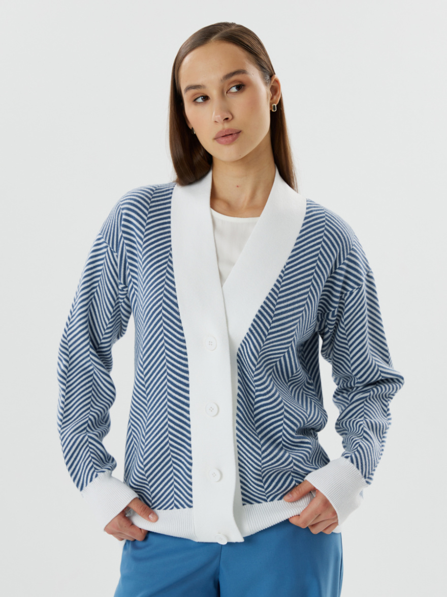 Кардиган 3.C.3-516-6 (кокосово-голубая елочка) (ELNY) 0