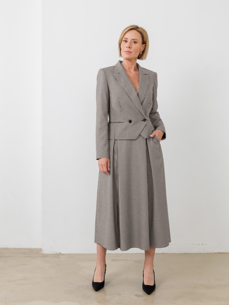 Юбка 2.4.3-810.1-4 (клетка виши молоко черный) (ELNY) 0