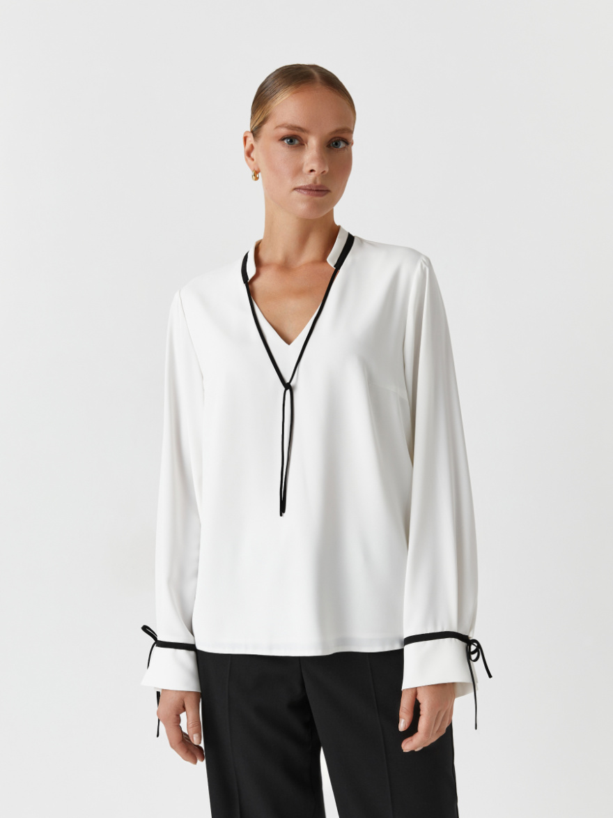 Блузка 2.7.3-880-4 (молочный с черным) (ELNY) 0