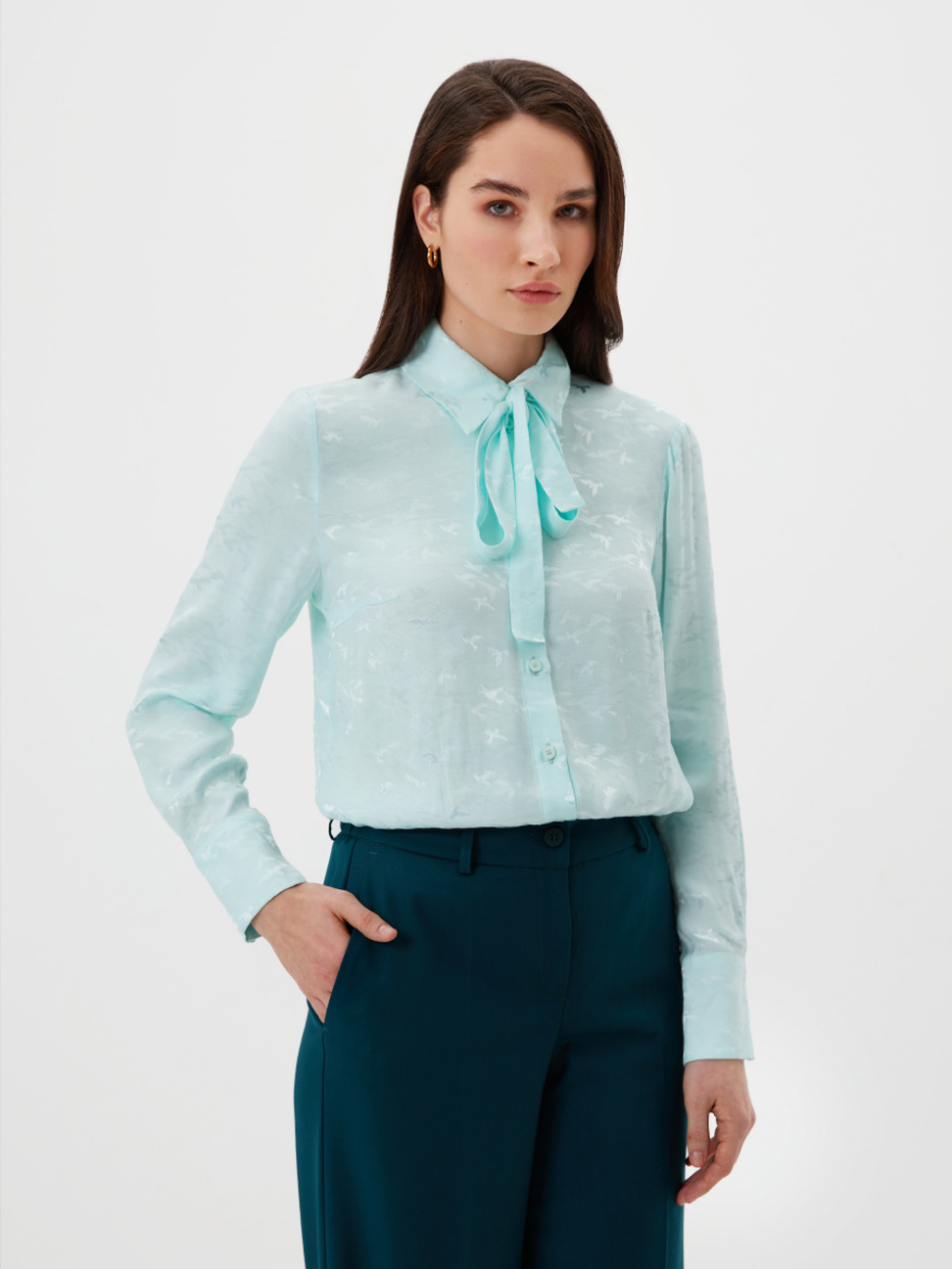 Рубашка 2.73.1-833.1-4 (небесный жаккард птицы) (ELNY) 0