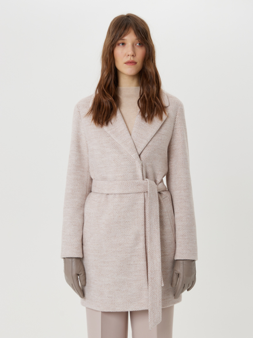 Пальто 7653 В1811 Бело-бежевая елка 170 0