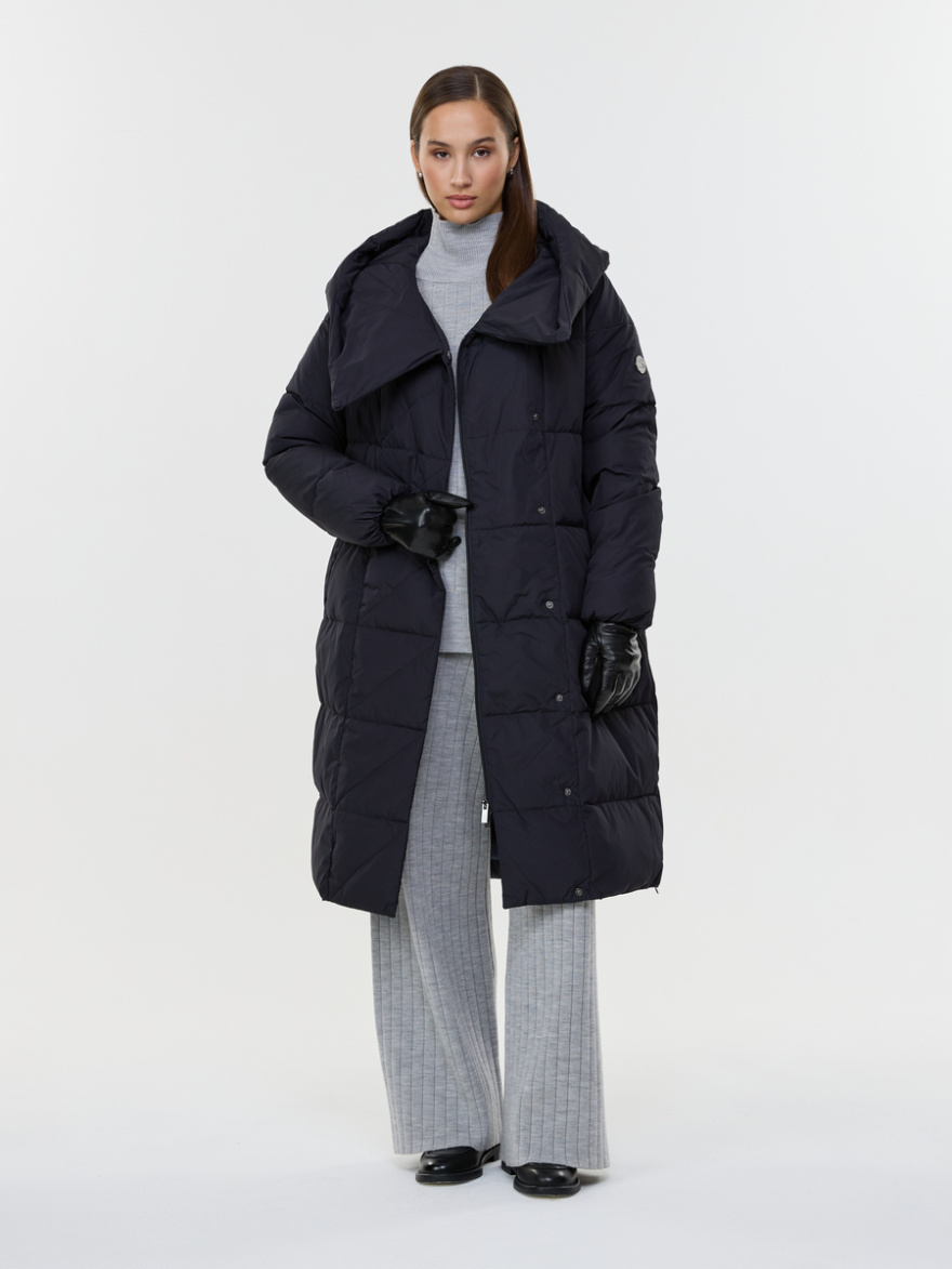 Пальто женское ALIA/2050-14  на натуральном пуху (сине-чёрный) 0