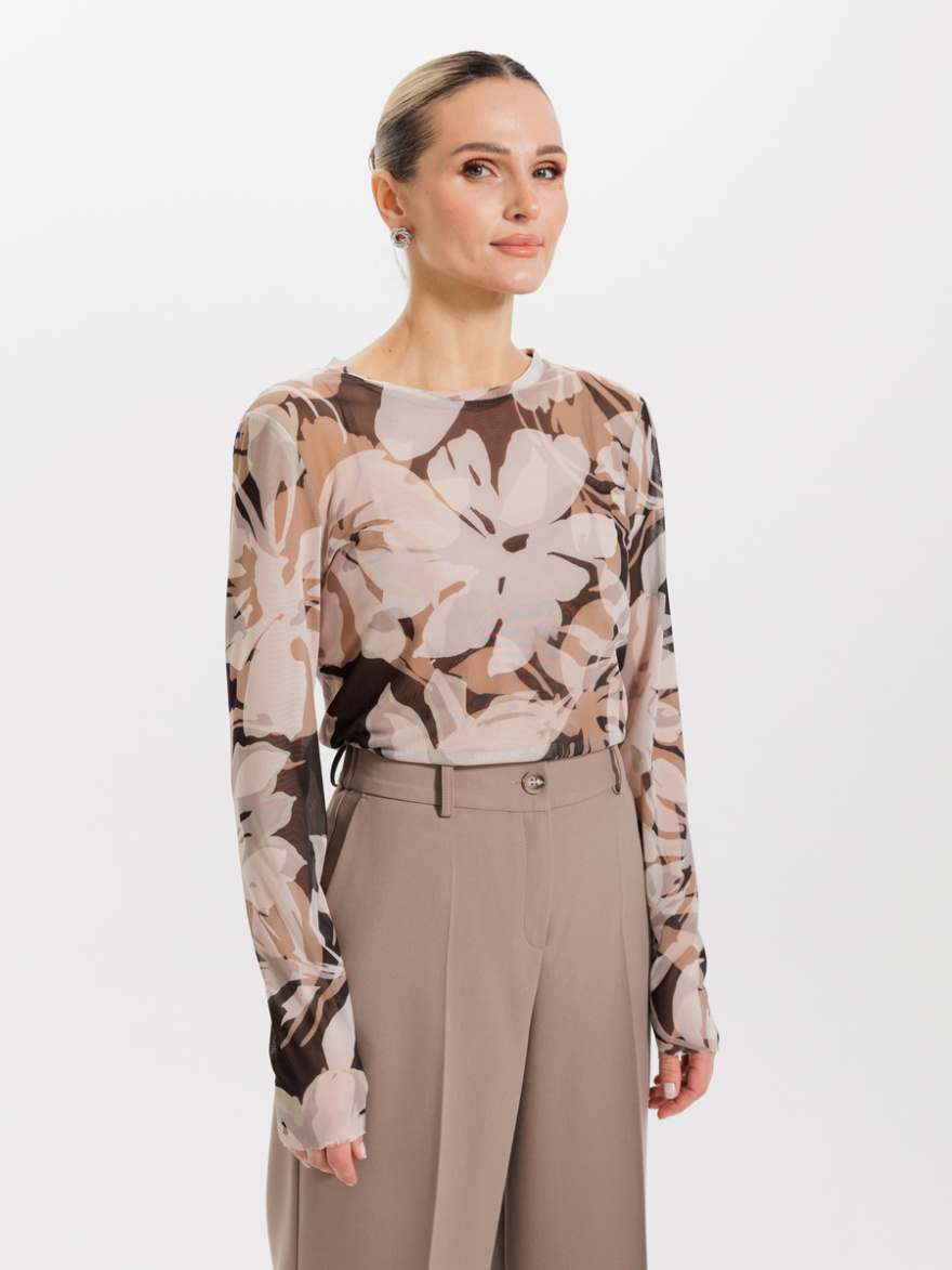 Джемпер 4.6.1-231-4 (принт на бежевом цветы) (ELNY) 0