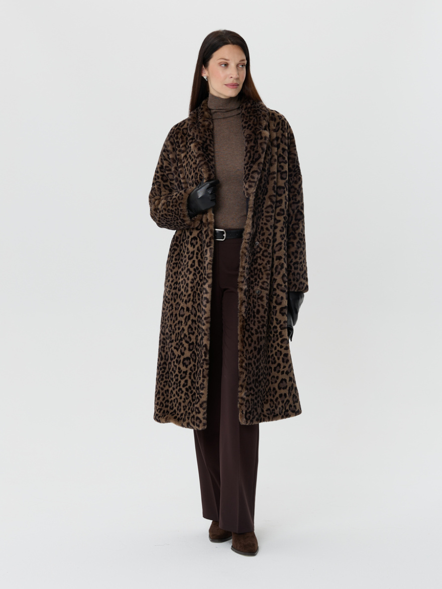 Пальто меховое жен. 4-7038/28м-0290 серо-чёрный 0