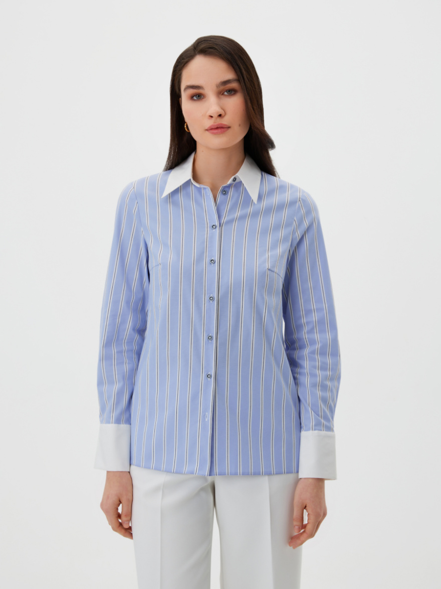Рубашка 2.73.1-833-4 (голубая полоска с белым воротничком) (ELNY) 0