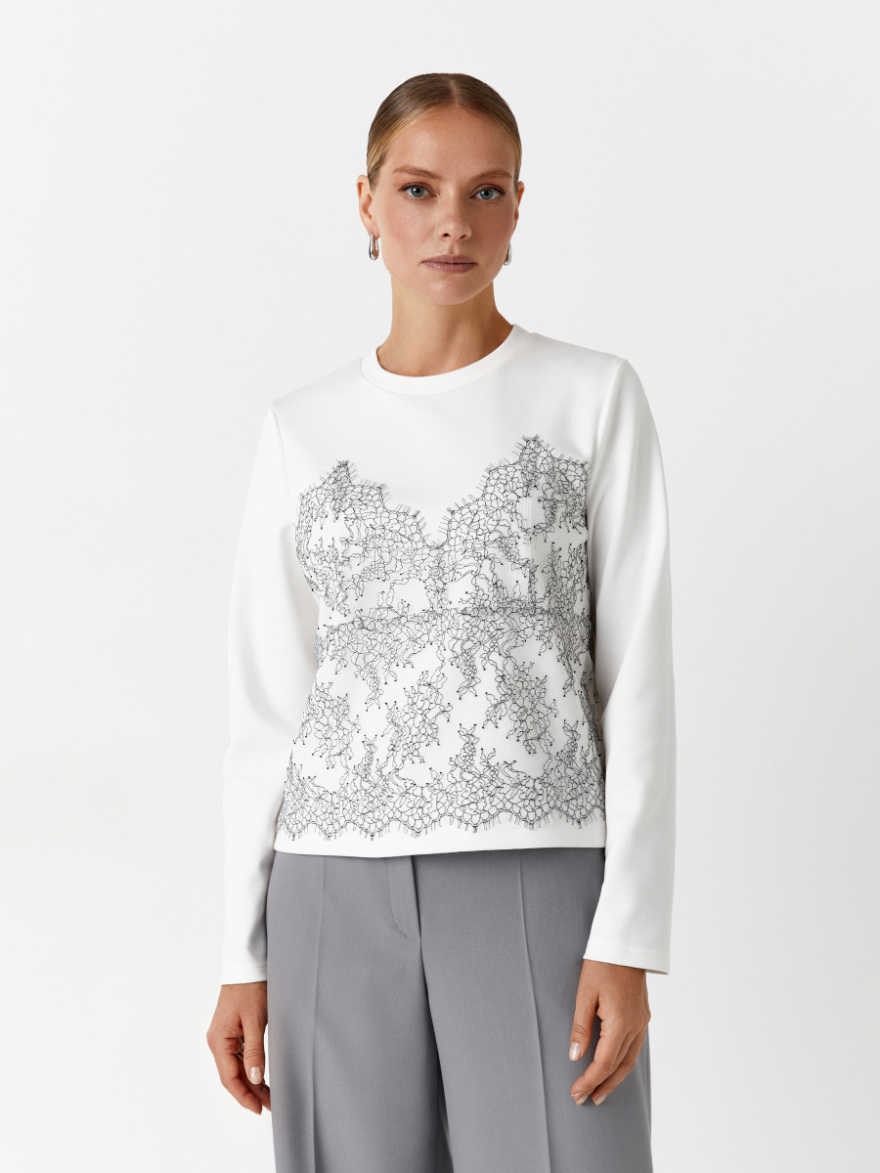 Свитшот 4.61.1-269-5 (кружевной белый) (ELNY) 0