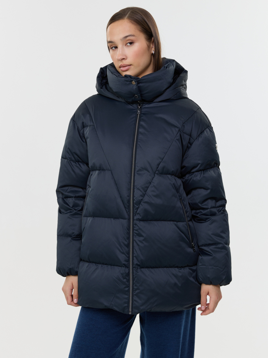 APRIL/T208-14 Куртка женская на натуральном пуху, сине-чёрный 0