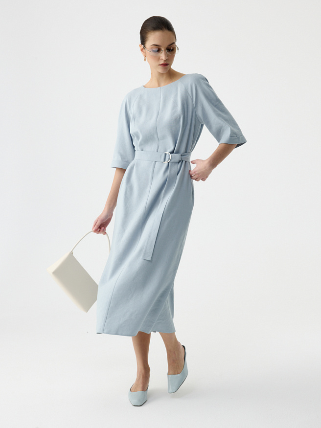 Платье миди со льном