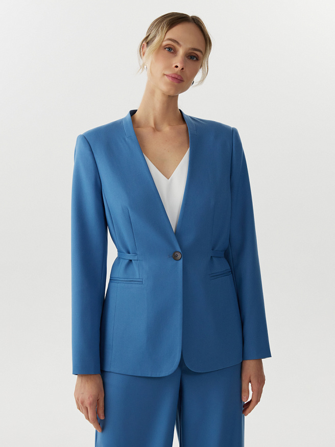 Однобортный жакет без воротника