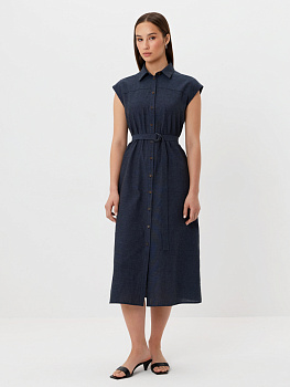 Платье-рубашка из льна