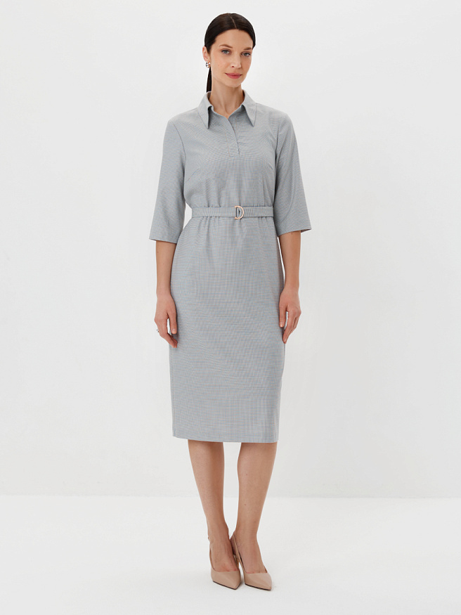 Платье-миди с рубашечным воротником