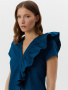 Блузка из хлопка с асимметричным воланом 2.7.3-867-5 (сине-зеленый атлантический)