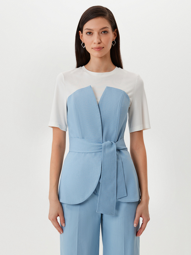 Корсет из денима с баской