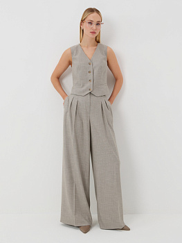 Брюки со складками из твида