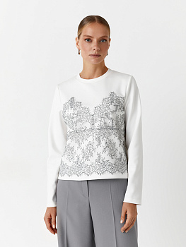 Свитшот с декором из кружева