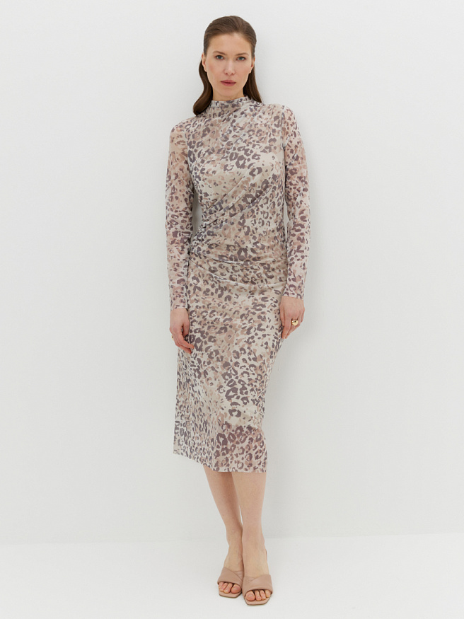 Прилегающее платье из сетки с принтом