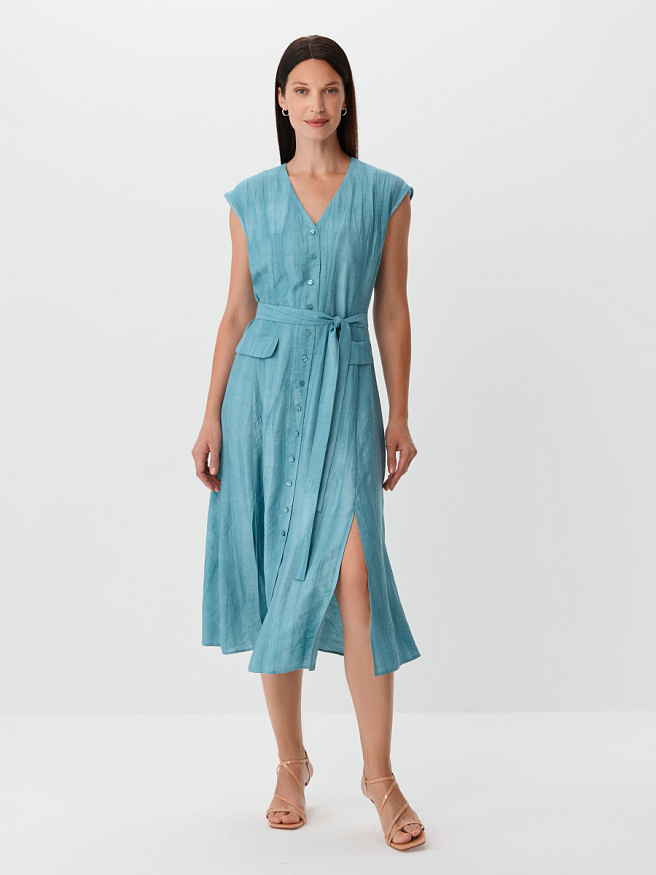 Платье с V-образным вырезом из вискозы