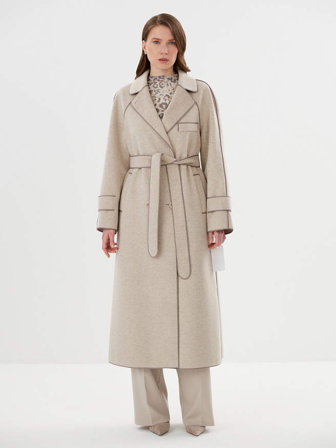 Пальто из премиальной шерсти с контрастной отделкой