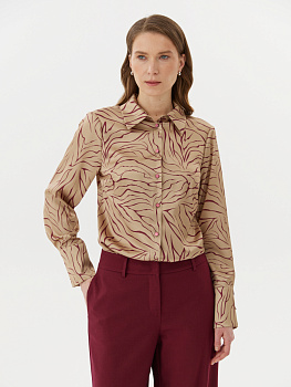 Атласная рубашка с авторским принтом