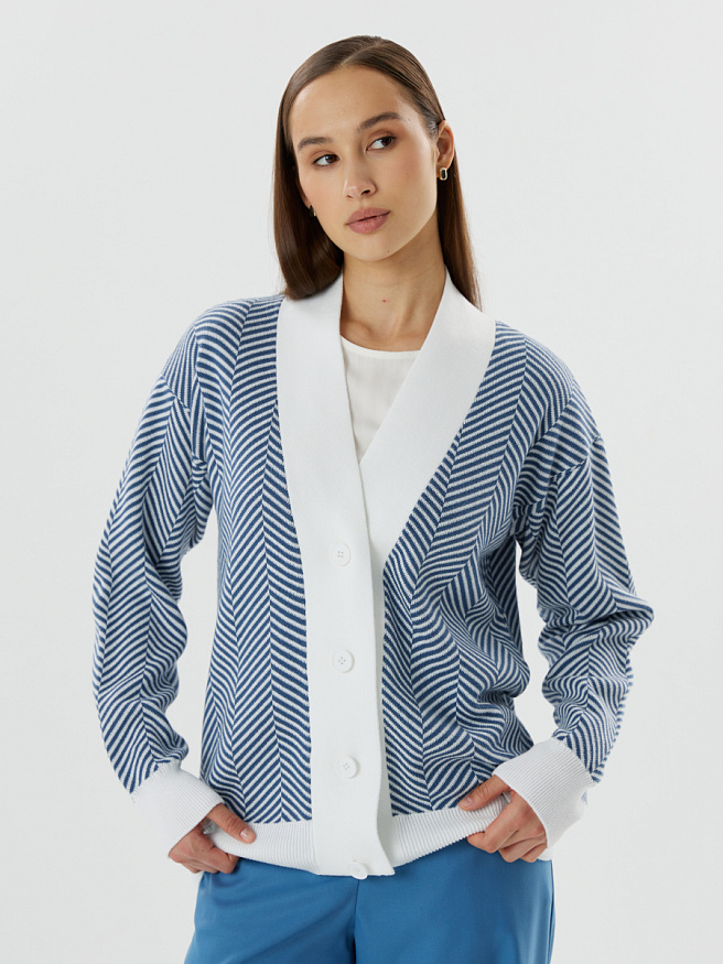 Кардиган из вязаного трикотажа с узором "ёлочка"