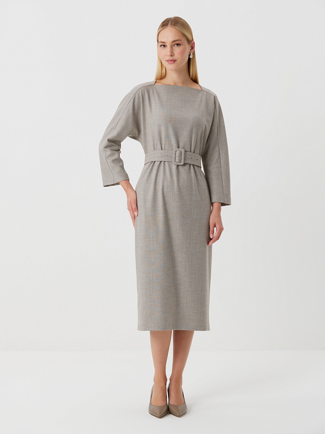 Платье из твида с рукавом кимоно