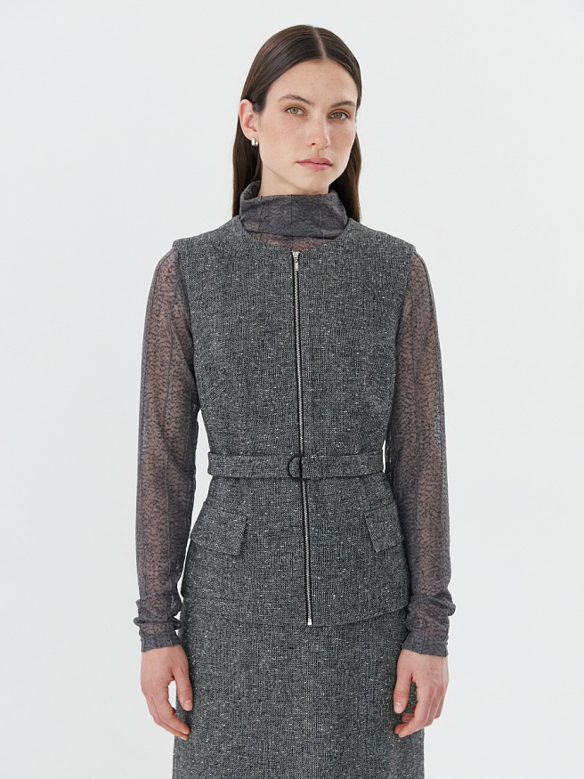 Жилет из твидовой костюмной ткани