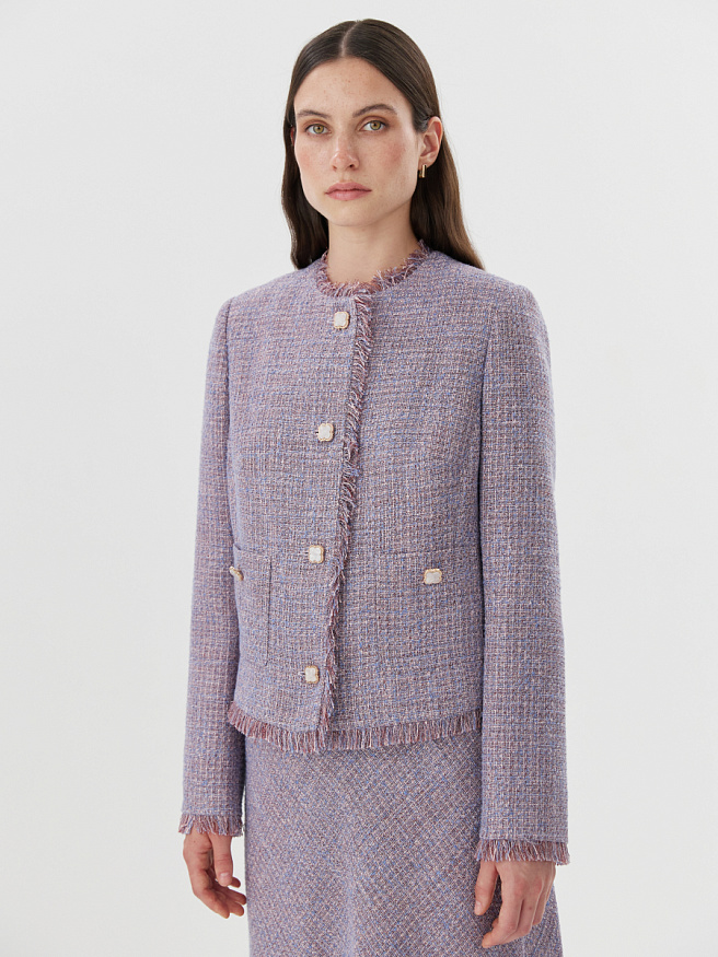 Жакет из твида с накладными карманами