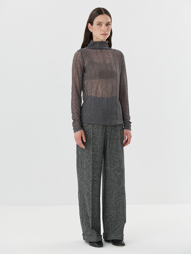 Брюки из твида с подворотами