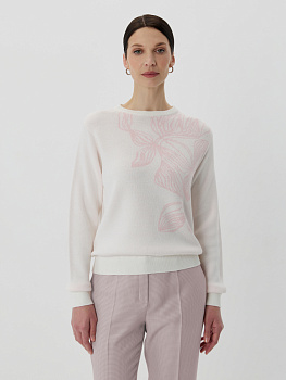 Джемпер из трикотажа с асимметричным принтом