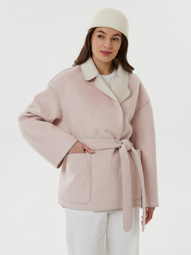 Элегантное полупальто из 100% шерсти со спущенным рукавом