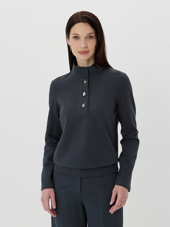Джемпер из трикотажа с воротником стойка