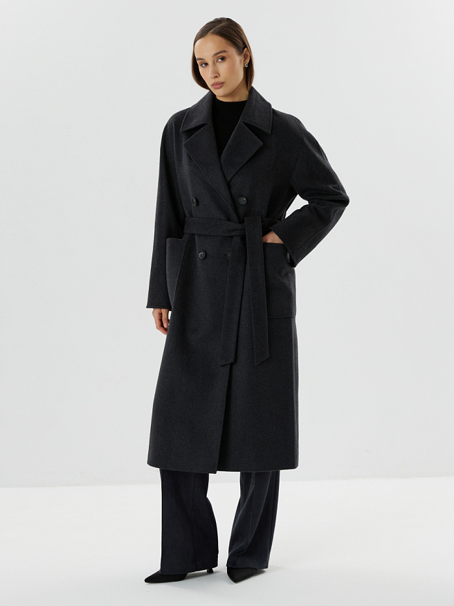 Пальто демисезонное из шерсти в цвете графит