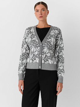 Укороченный кардиган с монохромным рисунком
