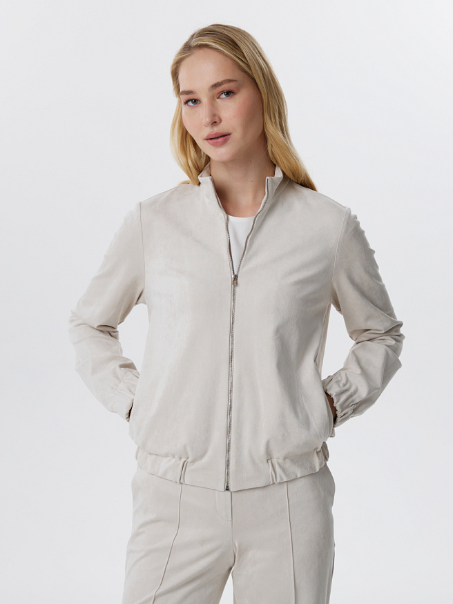 Бомбер из трикотажной замши