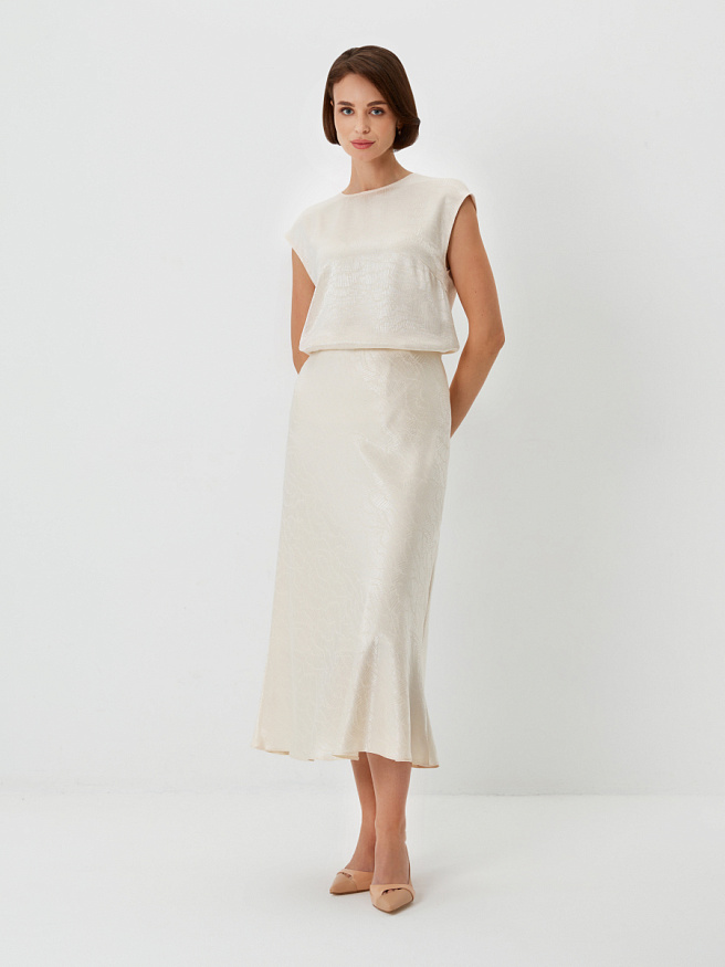 Расклешенная юбка из вискозы с жаккардом