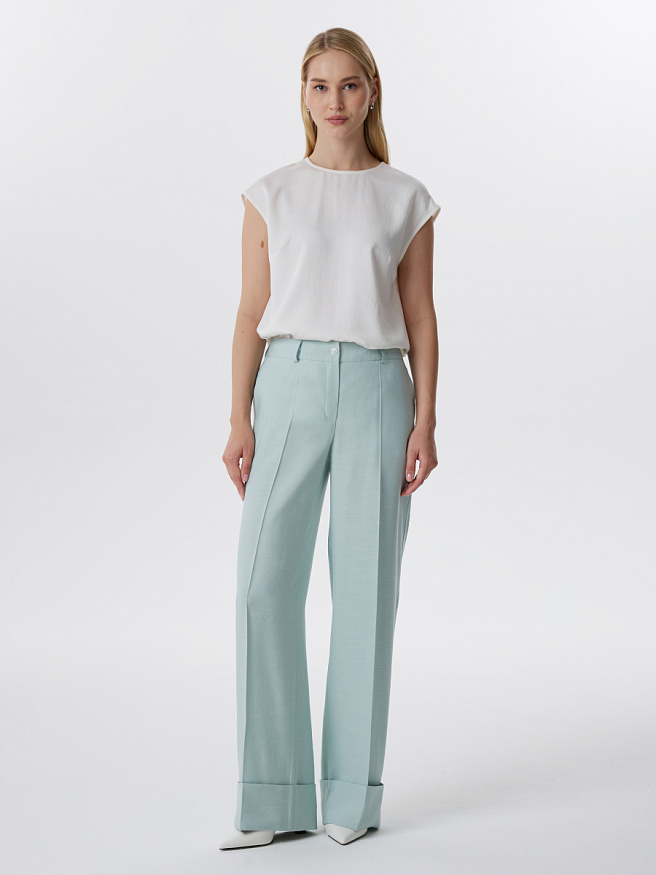 Брюки с подворотами из вискозы