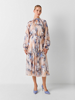 Шифоновое платье с рукавом реглан