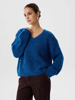 Джемпер из трикотажа с шерстью и V-образным вырезом