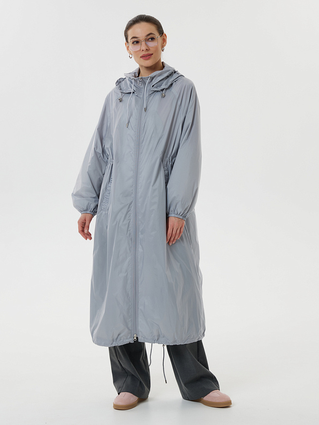Легкий плащ с капюшоном на молнии