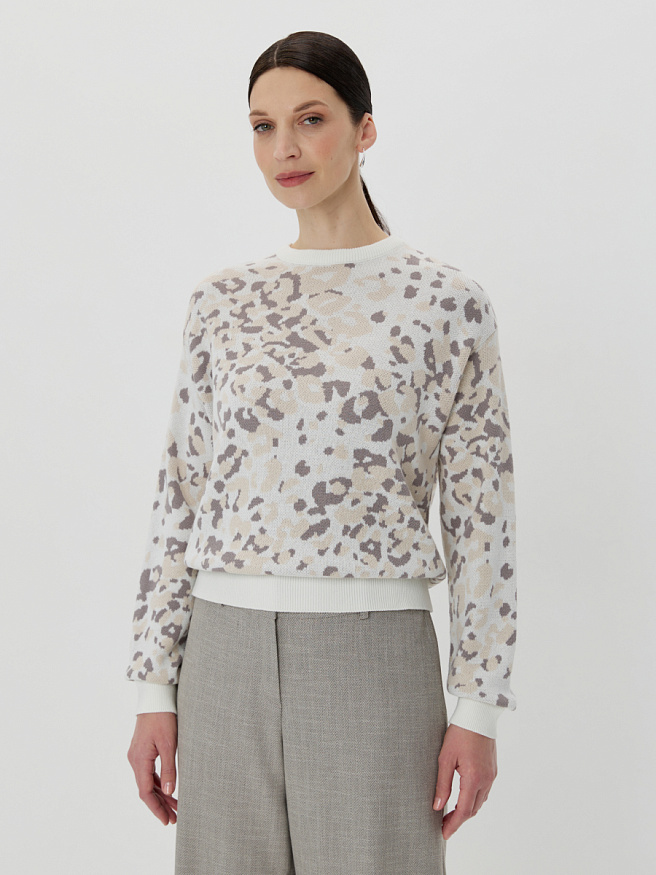 Джемпер из хлопка с жаккардовым рисунком