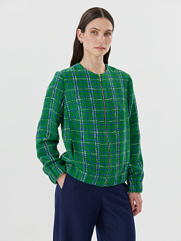 Бомбер из костюмной ткани в клетку