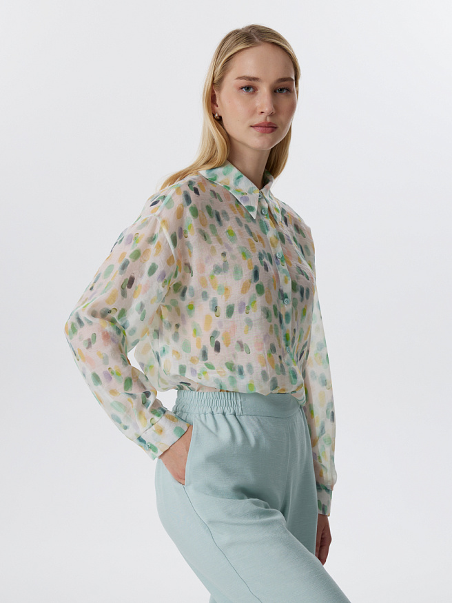 Рубашка из тенселя с принтом