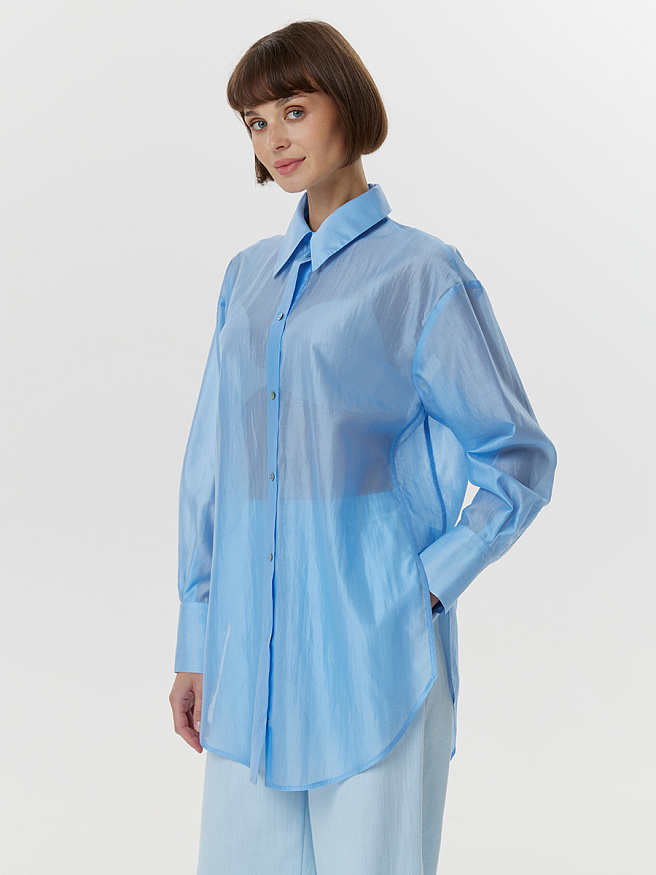 Рубашка свободного силуэта из тенселя