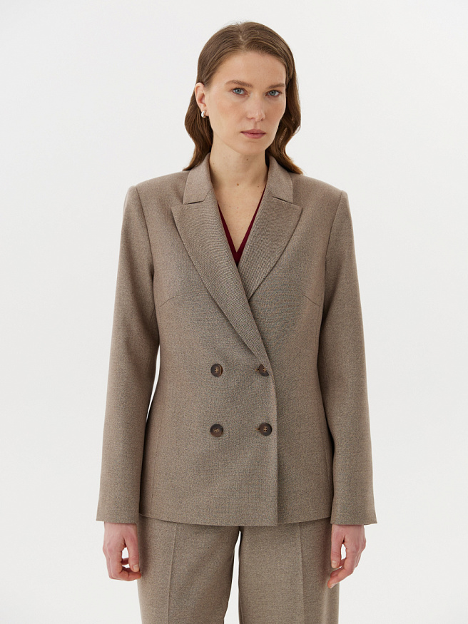 Двубортный жакет с твидовой фактурой