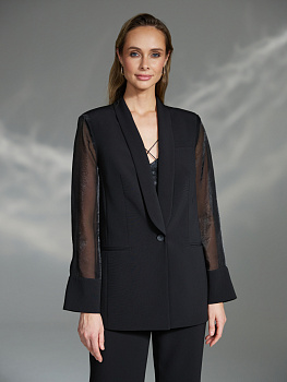 Жакет-смокинг из крепа с рукавами из органзы