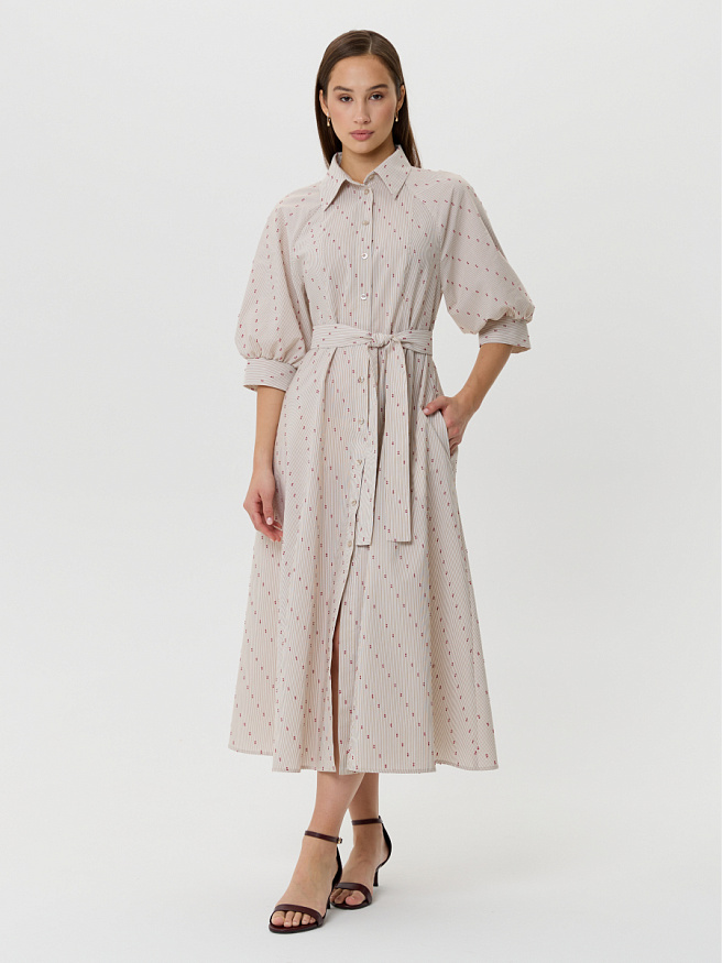 Платье-рубашка с рукавами-фонариками