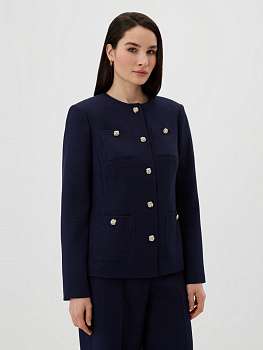 Твидовый жакет с накладными карманами