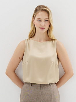 Топ из атласной ткани с горловиной лодочка Топ из атласной ткани с горловиной лодочка