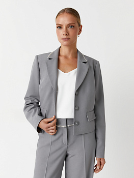 Укороченный жакет с жемчужным декором