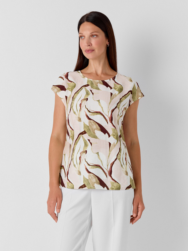 Вискозный топ с трикотажной спинкой